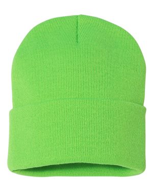 Solid 12" Knit Beanie - Neon Green