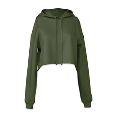 Women's Cropped Fleece Hoodie - Military Green