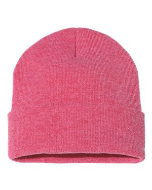 Solid 12" Knit Beanie - Heather Red