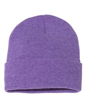 Solid 12" Knit Beanie - Heather Purple