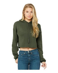 Women's Cropped Fleece Hoodie - Military Green
