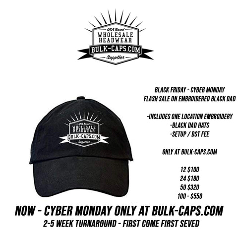 BLACK FRIDAY CUSTOM EMBROIDERED BLACK DAD HAT FLASH SALE