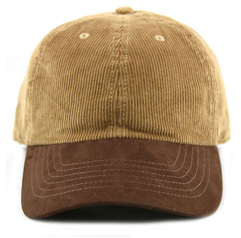 Brown Corduroy/ Suede 6-Panel Dad Hat