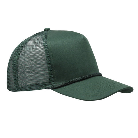 Twill Front Meshback Braid Rope Snapback - Forrest Green