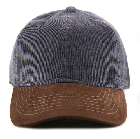 Grey Corduroy/ Suede 6-Panel Dad Hat