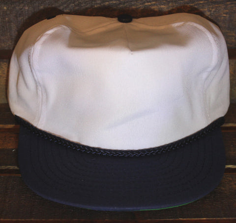 White / Navy Polyester Golf Cap