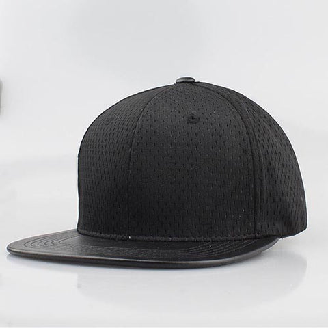 BLACK MESH/ LEATHER SNAPBACK