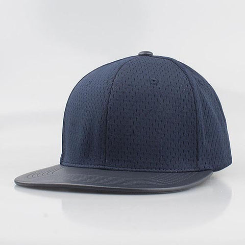 NAVY MESH/ LEATHER SNAPBACK