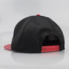 BLACK MESH/ RED LEATHER SNAPBACK