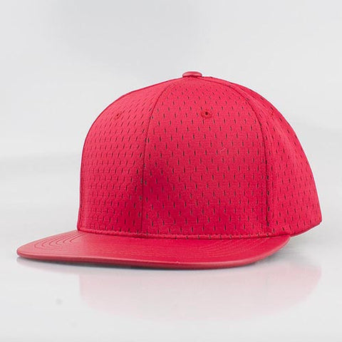 RED MESH/  LEATHER SNAPBACK