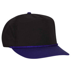 Black/ Purple High Crown Baseball Cap with Rope