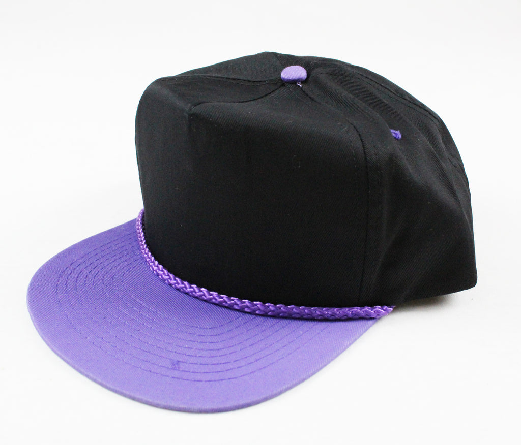 Braid Rope Snapback - Black/ Light Purple - Bulk-Caps Wholesale Headwear