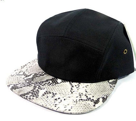 Black/ Python Snakeskif 5 Panel Camper Hat