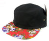 Black/ Red Floral 5 Panel
