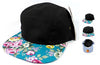 Black/ Turquoise Floral 5 Panel Hat
