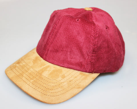 Premium Burgundy Cord/ Suede Hat (Unstructured Hat)