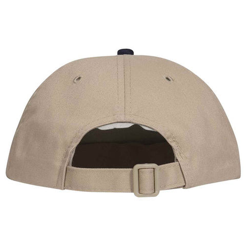 Khaki/ Navy 6 Panel Low Profile Brushed Twill Cap
