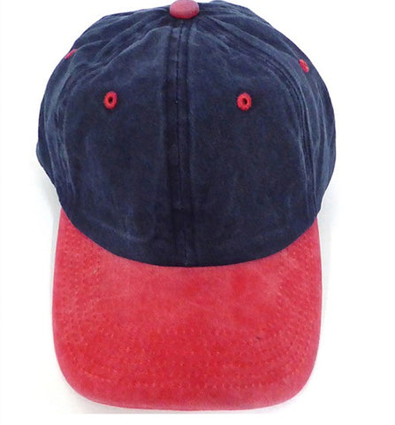 PIGMENT DYED DAD CAP - Navy/ Red