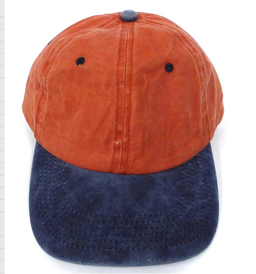 PIGMENT DYED DAD CAP - Orange/ Navy