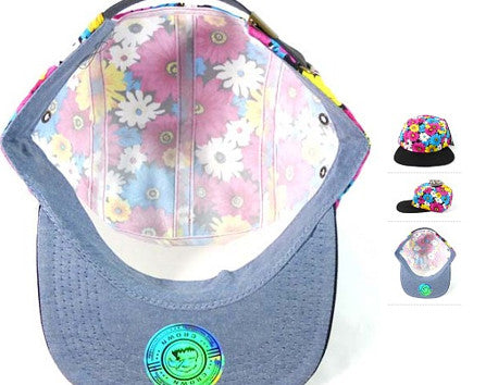 Pink Daisy/ Black 5 panel