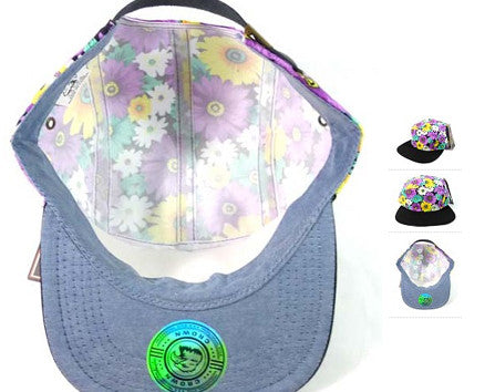 Purple Daisy/ Black 5 Panel