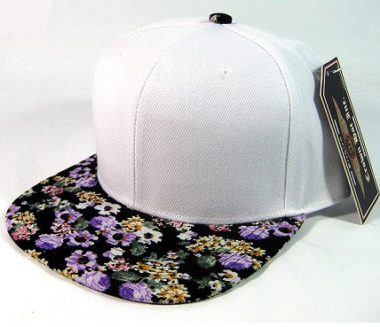 White/ Teal Floral Snapback