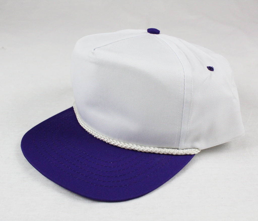 Braid Rope Snapback - White/ Purple - Bulk-Caps Wholesale Headwear
