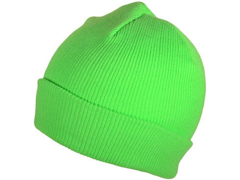 Neon Green Cuff Winter Beanie